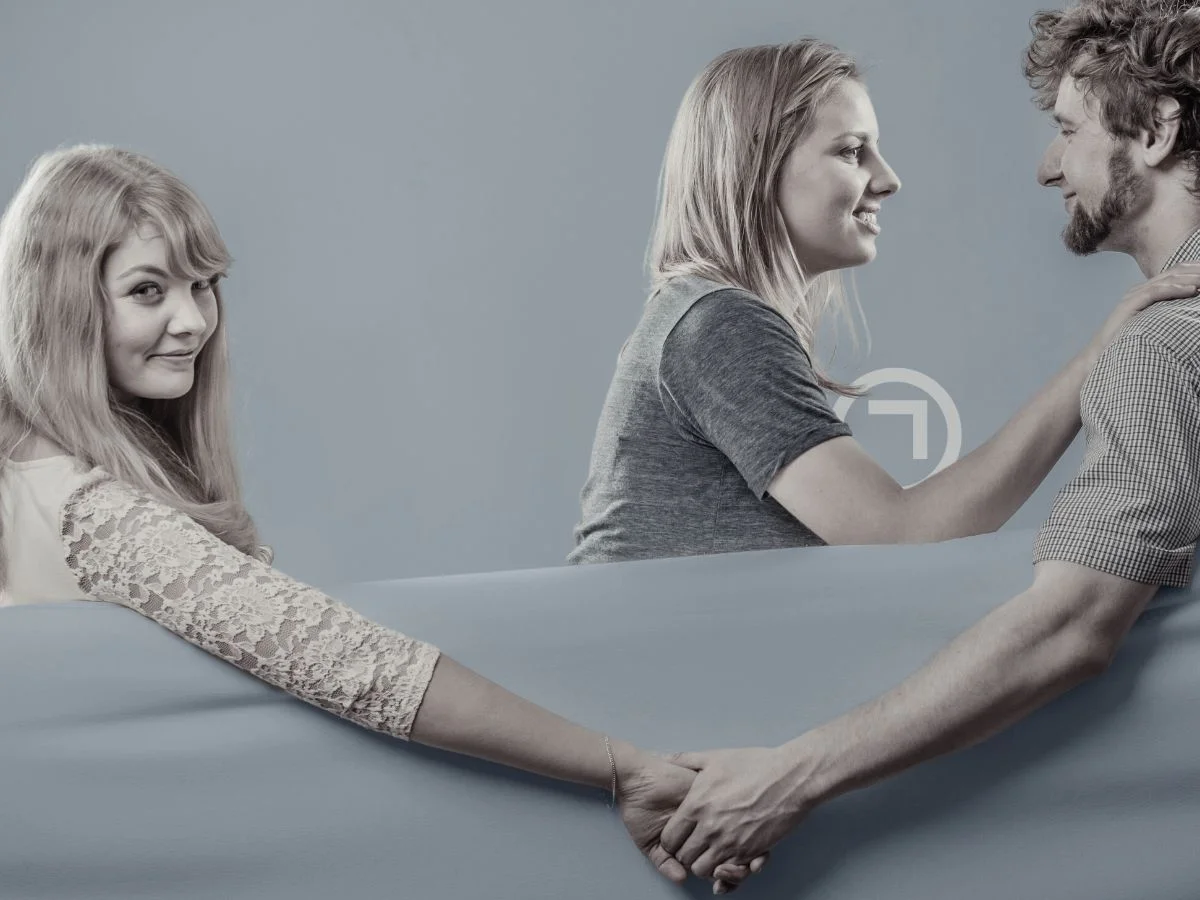 Three people sitting in a couch