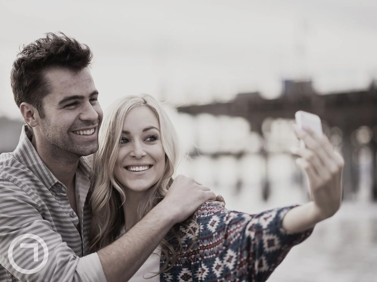 A couple taking a selfie