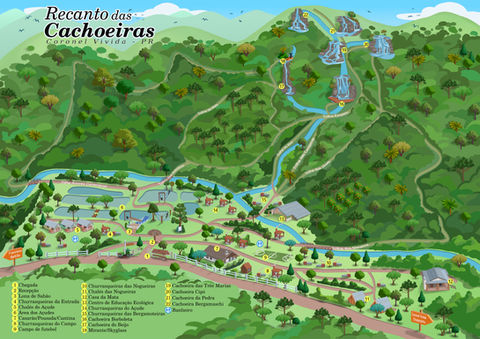 Mapa turístico ilustrado de parque, mapa ilustrativo