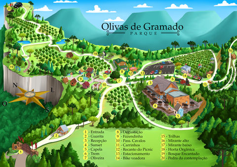 Mapa Turístico do parque, mapa ilustrativo
