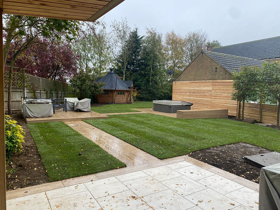 View from patio to hot tub