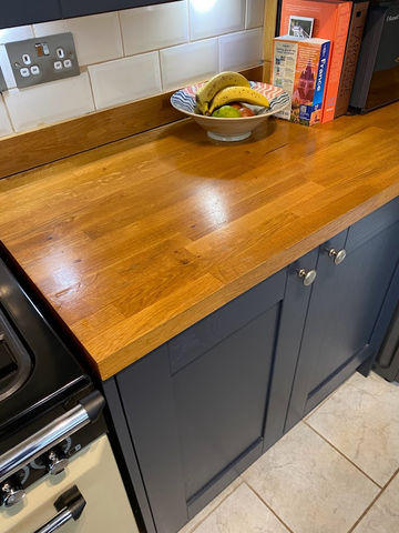 Gleaming clean wooden kitchen worktops