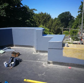 Flat roof in the process of being installed to a roof terrace