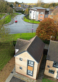 Aerial view of a residential area in Liverpool, taken with a Mini Pro 3 drone