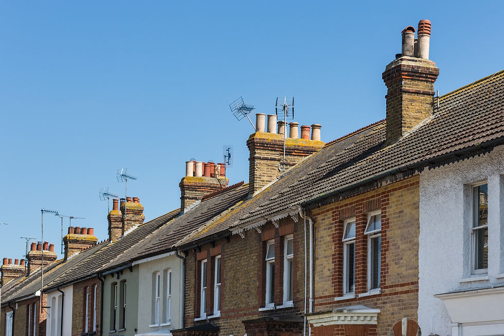Roof tops on terraced houses in the UK