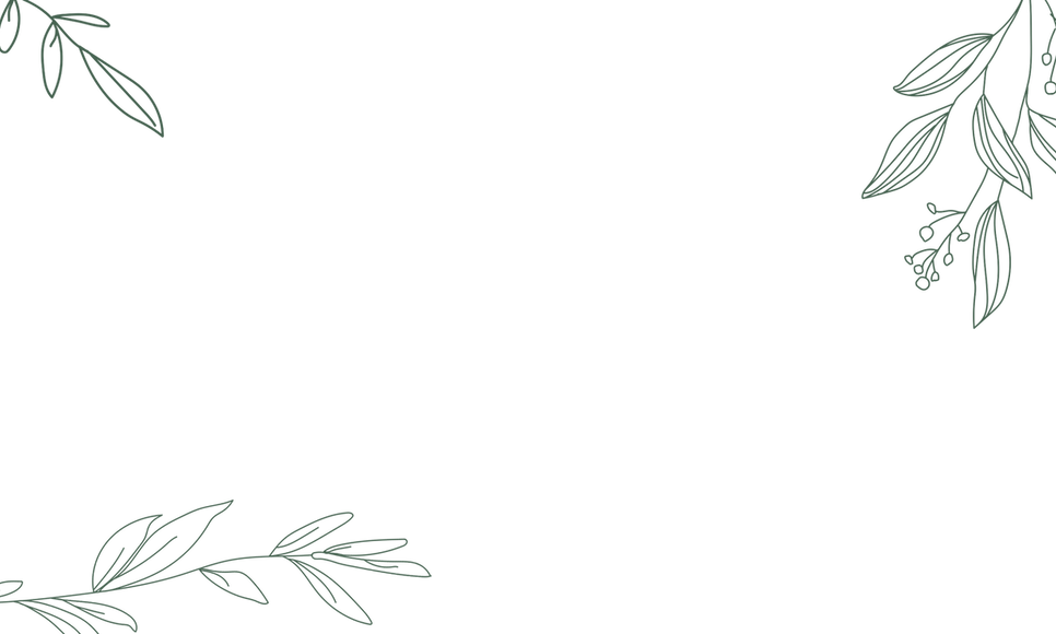 Leaf details to top-left, top-right, and bottom-left in dark green