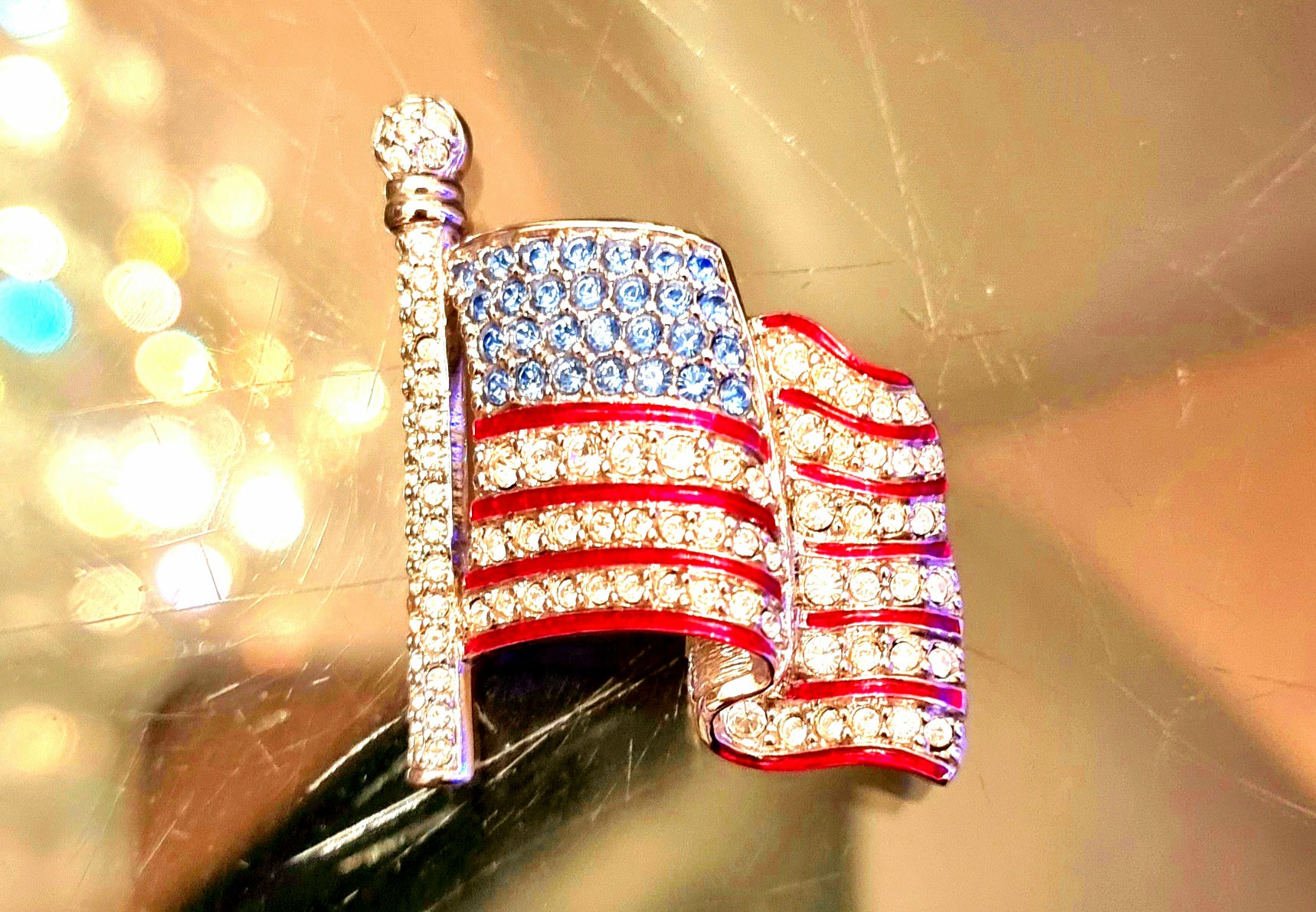 Swarovski American Flag Brooch
