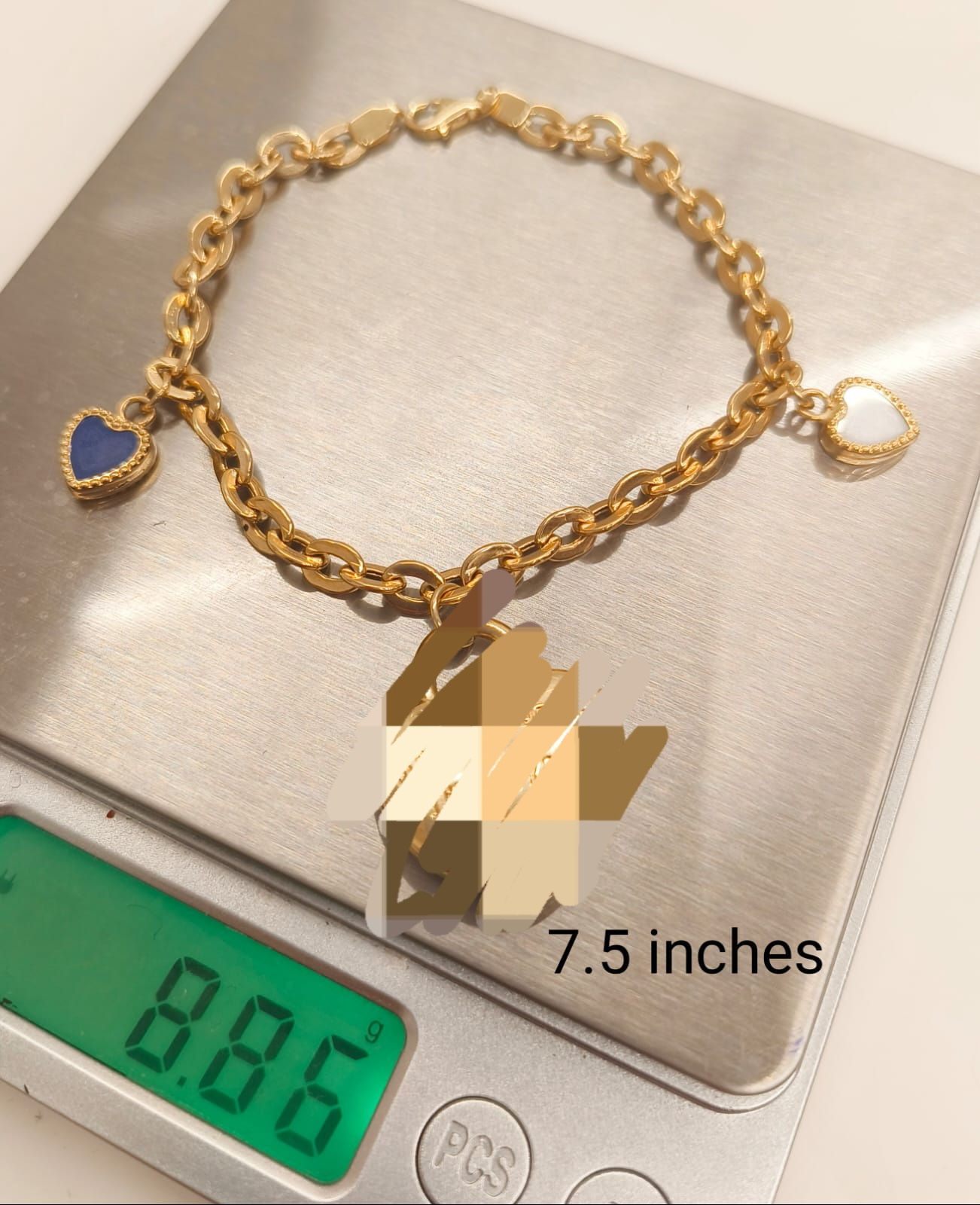 Heart Charm Bracelet 7.5" 