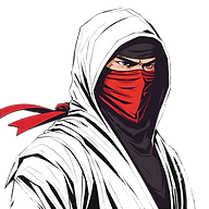 only head portrait facing forward of Male Ninja with face Black covering only showing his