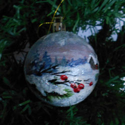 ПЕЙЗАЖ  Роспись акрилом  + эффекты  Диаметр шара = 6 см​    цена - 20 лари