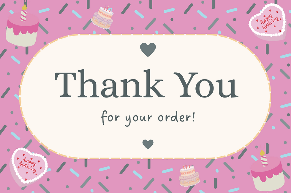 thank you order card in pink
