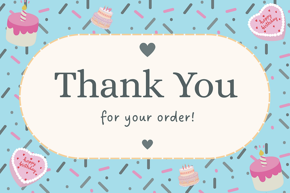 Thank you for order card in blue