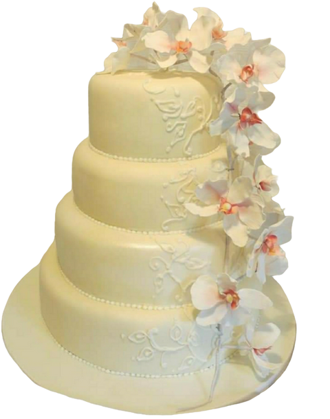 Orchid spray wedding cake.png