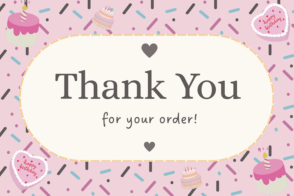 thank you for order card in pale pink