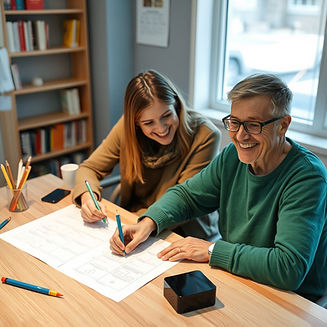 adult doing memory test on paper smiling.jpg