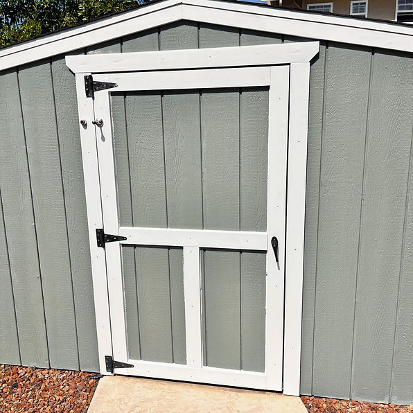 Shed door repair and trim replacement in Turlock.