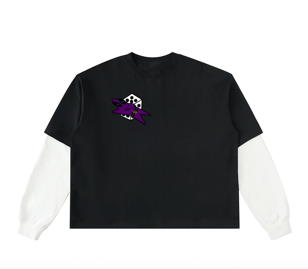White and Black Layered dice logo long sleeve
