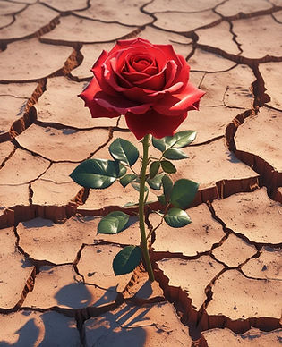 a single rose growing beautifully in a dry, crack soil (2).jpg