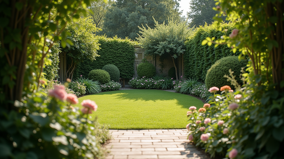 High angle view of a peaceful corner in a garden