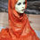 Thumbnail: Orange Silk Scarf with Silk Thread