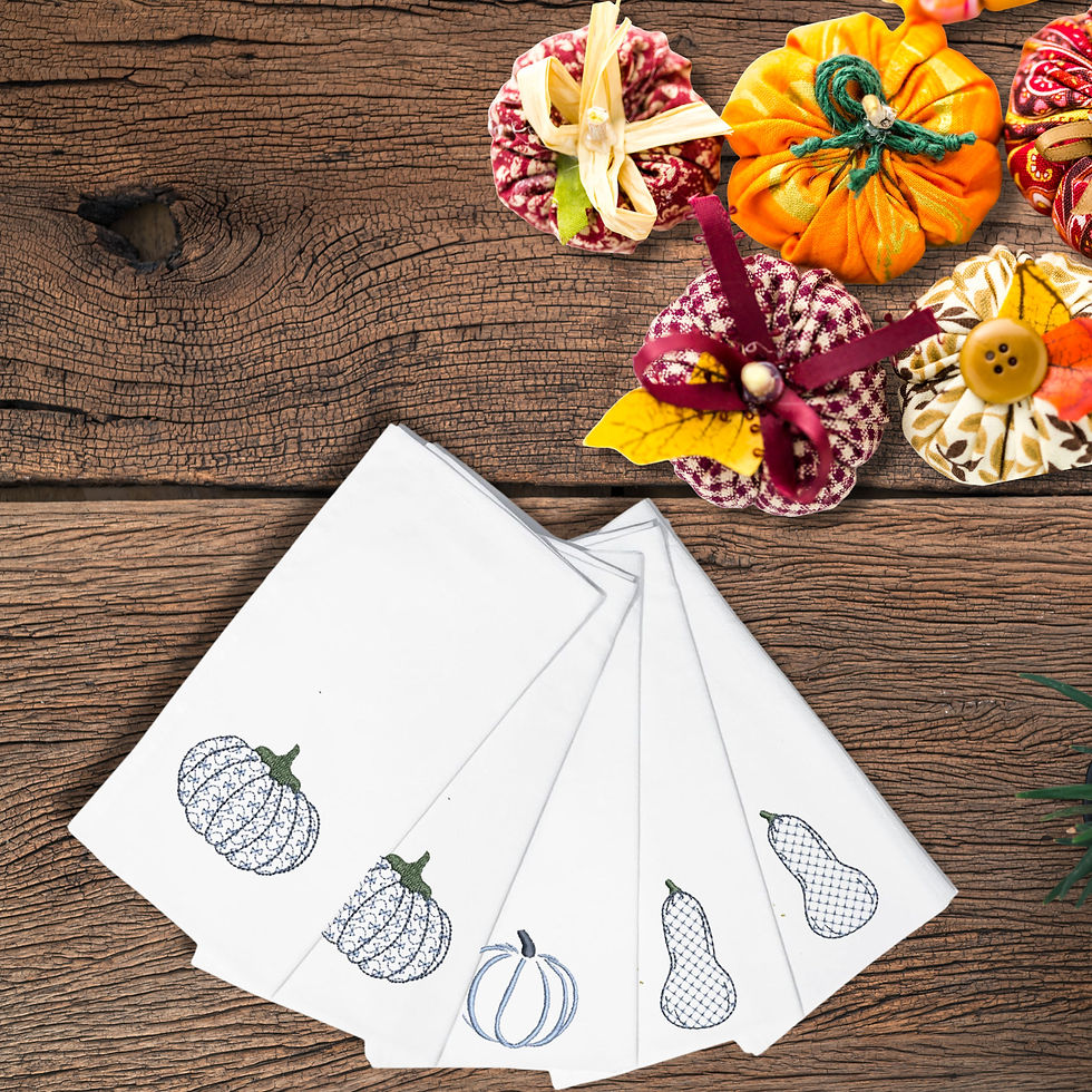 Fall Embroidered Tea Towels Set of 6 – Beautiful Pumpkins and Floral Designs
