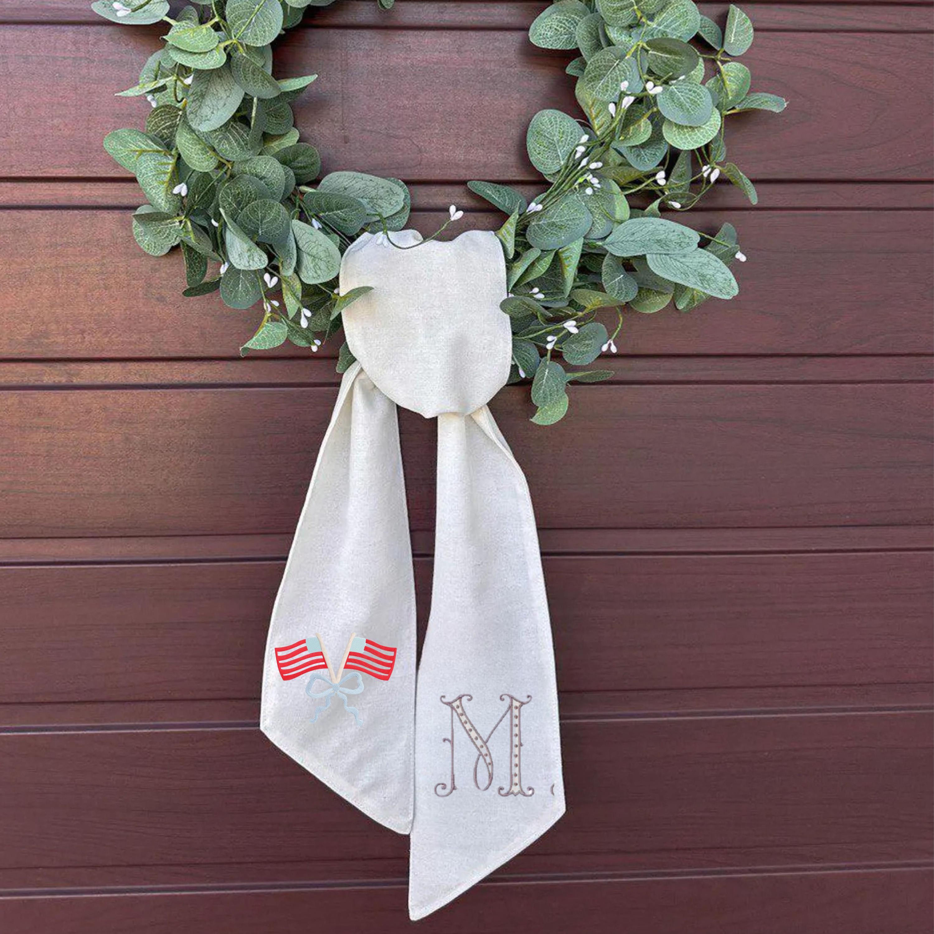 Monogrammed Holiday Wreath Sash, Bridal Shower & Housewarming Gift