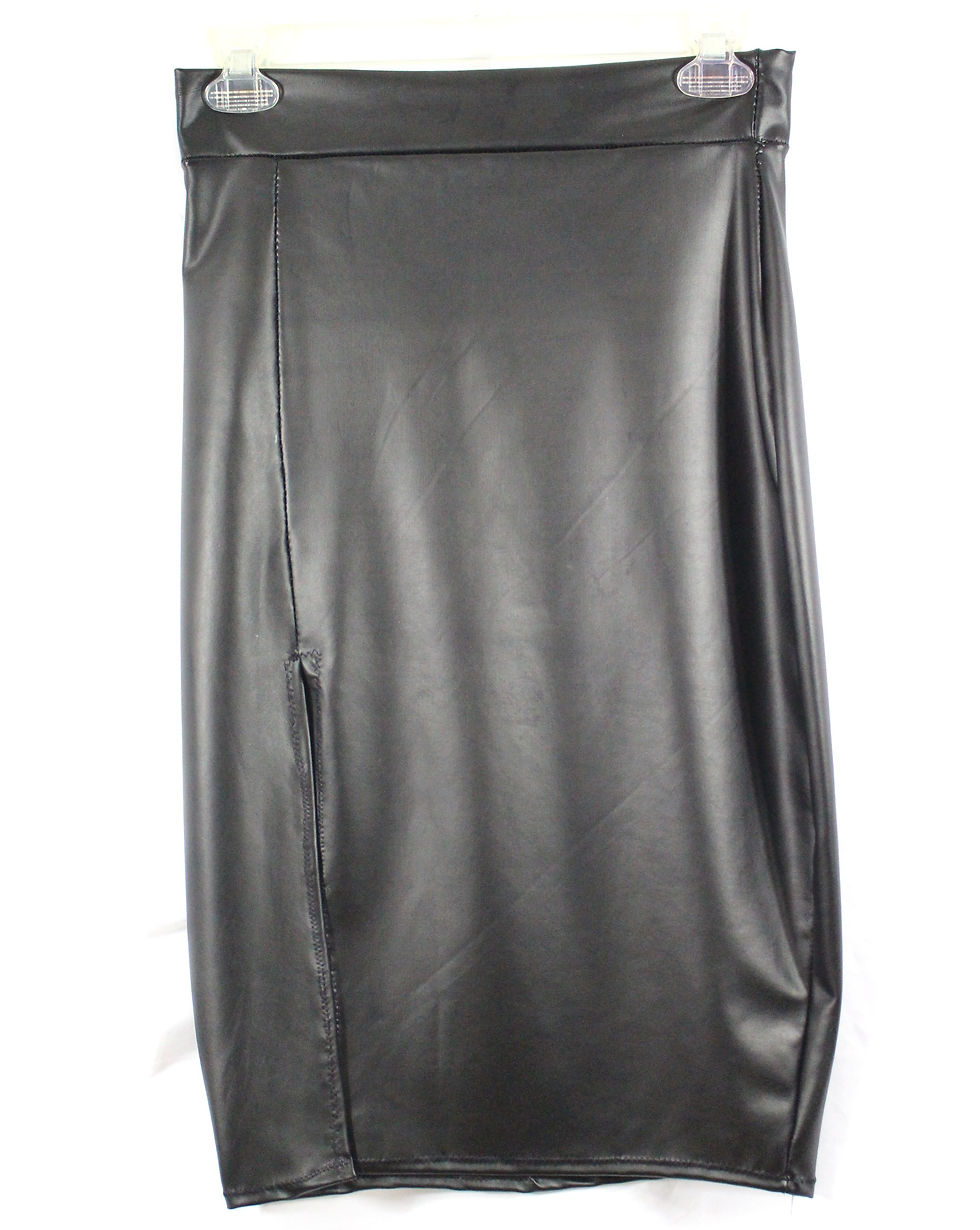 Faux Leather Penslit Skirt