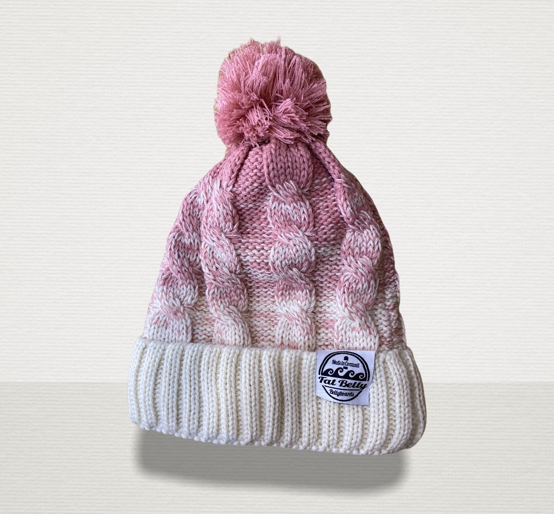 Ombre DUSKY PINK/ OFF WHITE Pom Pom Beanie