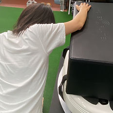 パワープレートでの肩関節ストレッチ