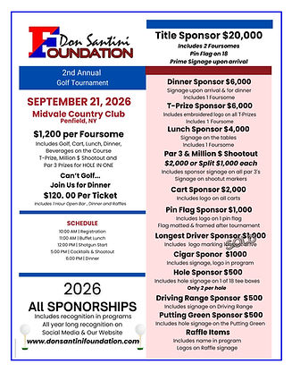 Don Santini Foundation Golf Tournament sponsorship flyer