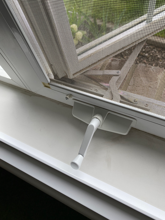 Shutter Frame Built Around Window Crank - The shutter frame was outside mounted so it would not interfere with the window hardware