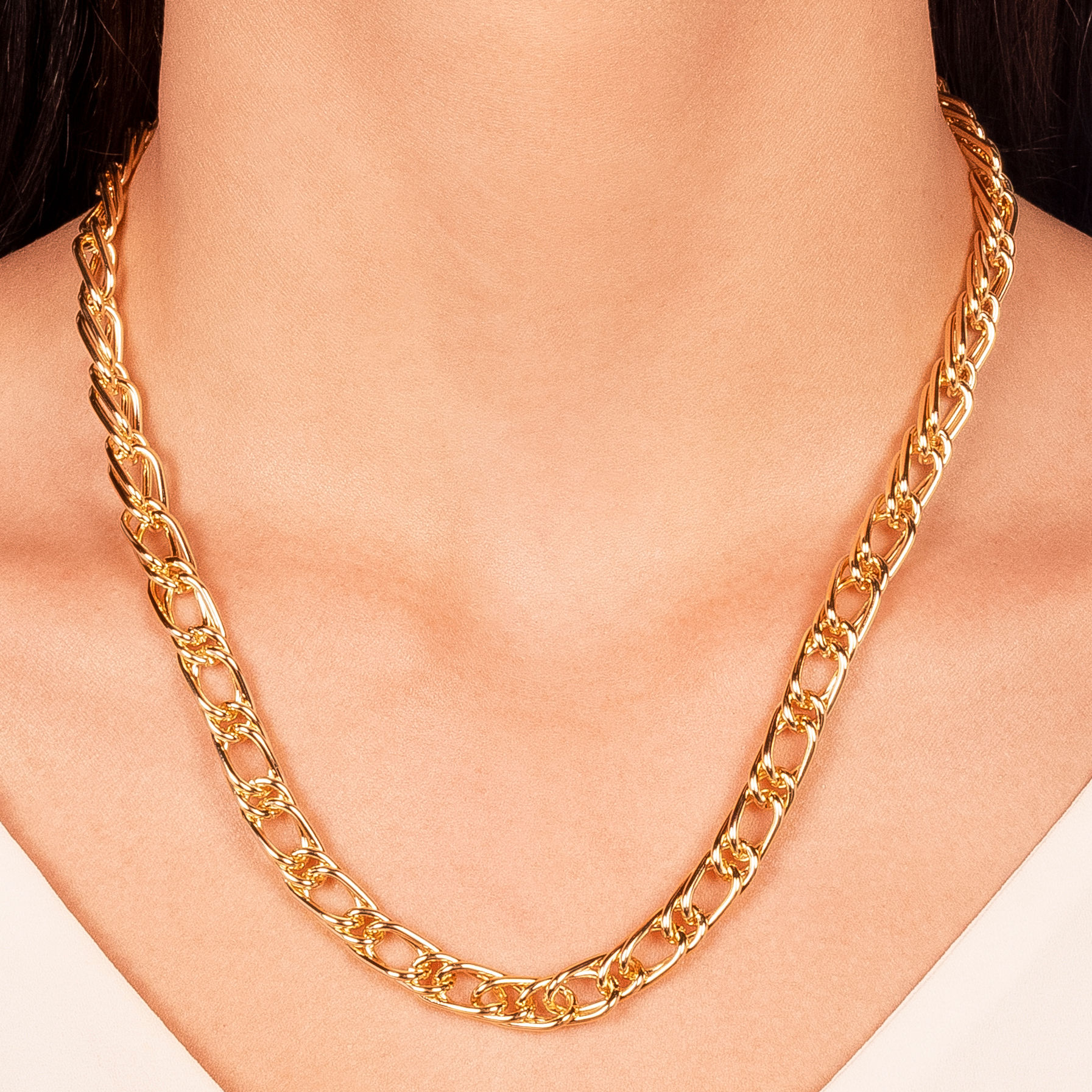 Colar Elo Duplo Liso - Ouro