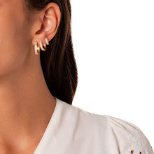 Brinco Semijoia 3 Furos Argola Micro Zircônia - Ouro