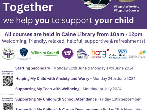#TogetherCourses for parents and carers local to Calne (various dates)