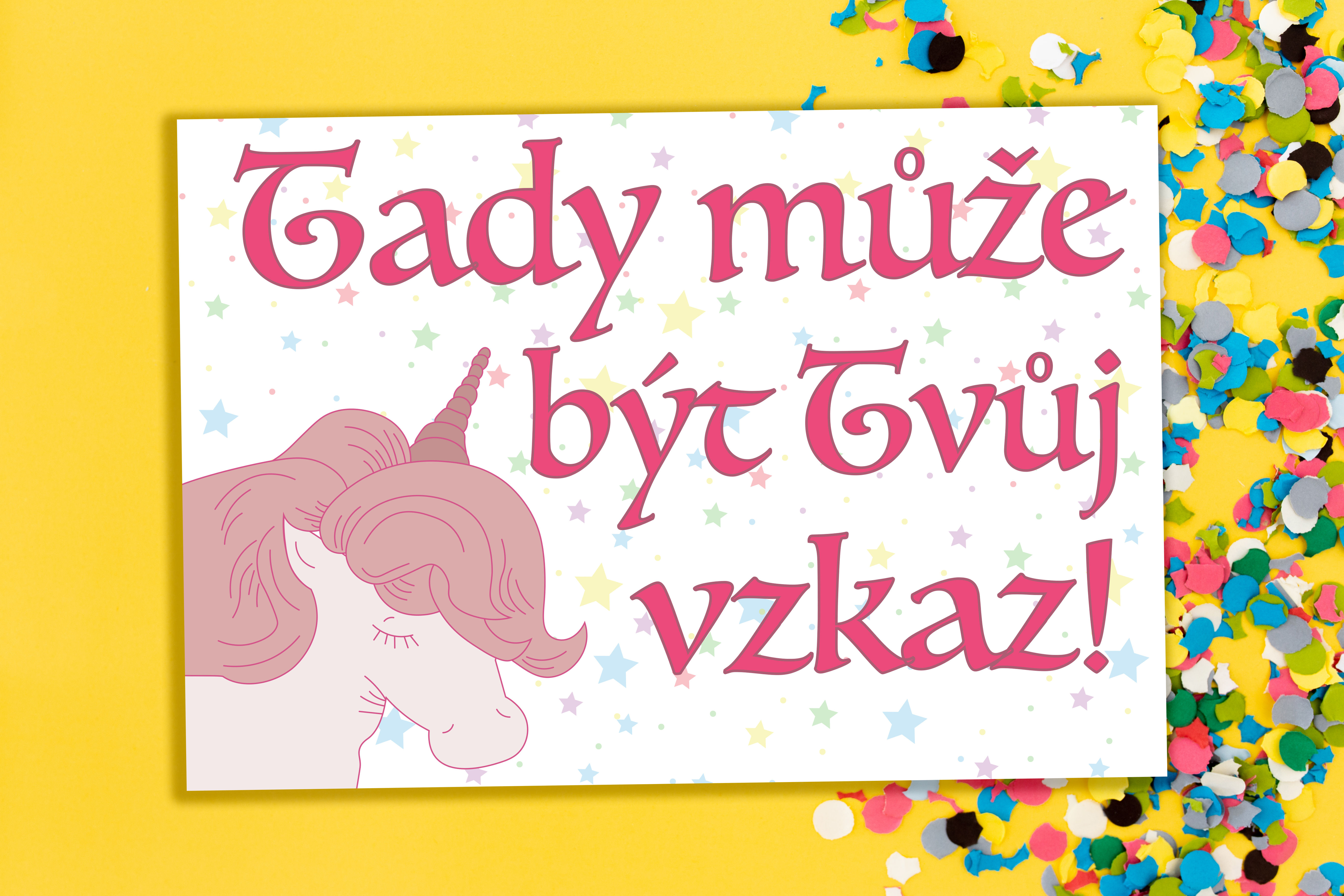 Plakát s vlastním vzkazem A3/A4 - Jednorožec