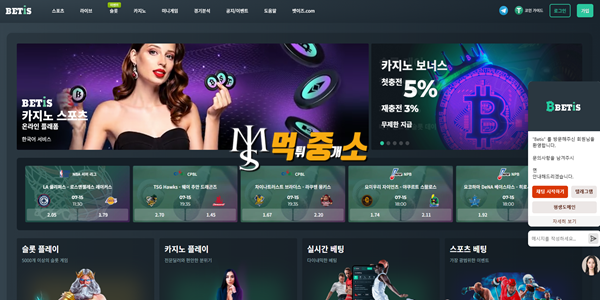 먹중소에서 확인된 먹튀사이트 벳이즈의 메인 페이지 화면.