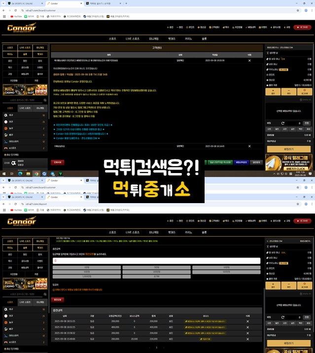 먹중소에서 확인된 먹튀사이트 콘도르 피해 증거자료.