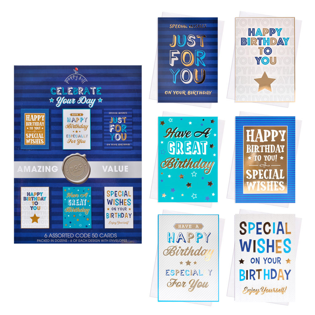 CARDME - Mens Birthday Cards pack of 12