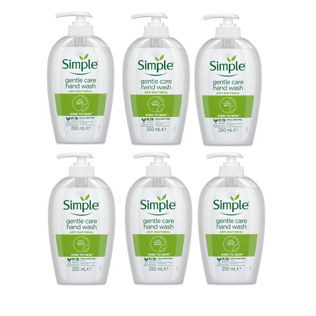BKSIHA01 - 6 Pack Simple Handwash 250ml