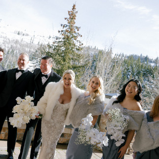 Wedding party celebrating after ceremony during a luxury destination wedding weekend at St. Regis Deer Valley in Park City