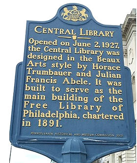 State historical marker for the Parkway Central Library