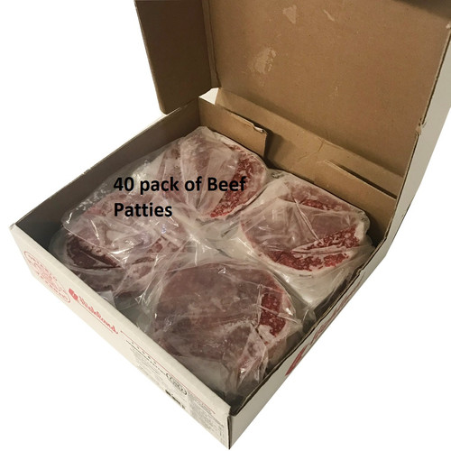 Box of Beef Patties 40 pieces Norm's Meat Packs