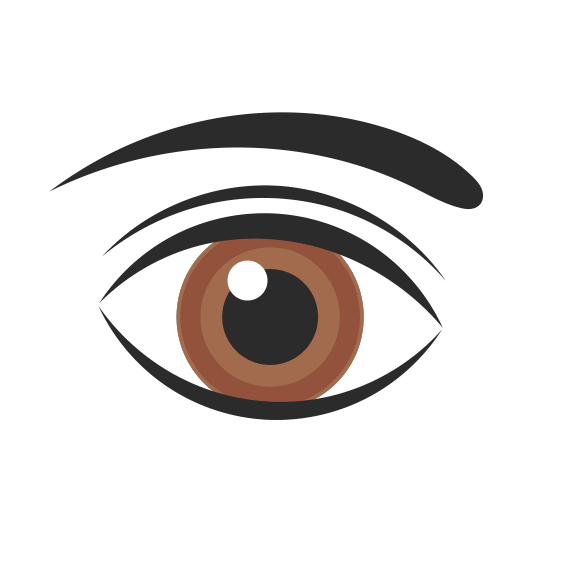 An eye opens and closes, changing color each time