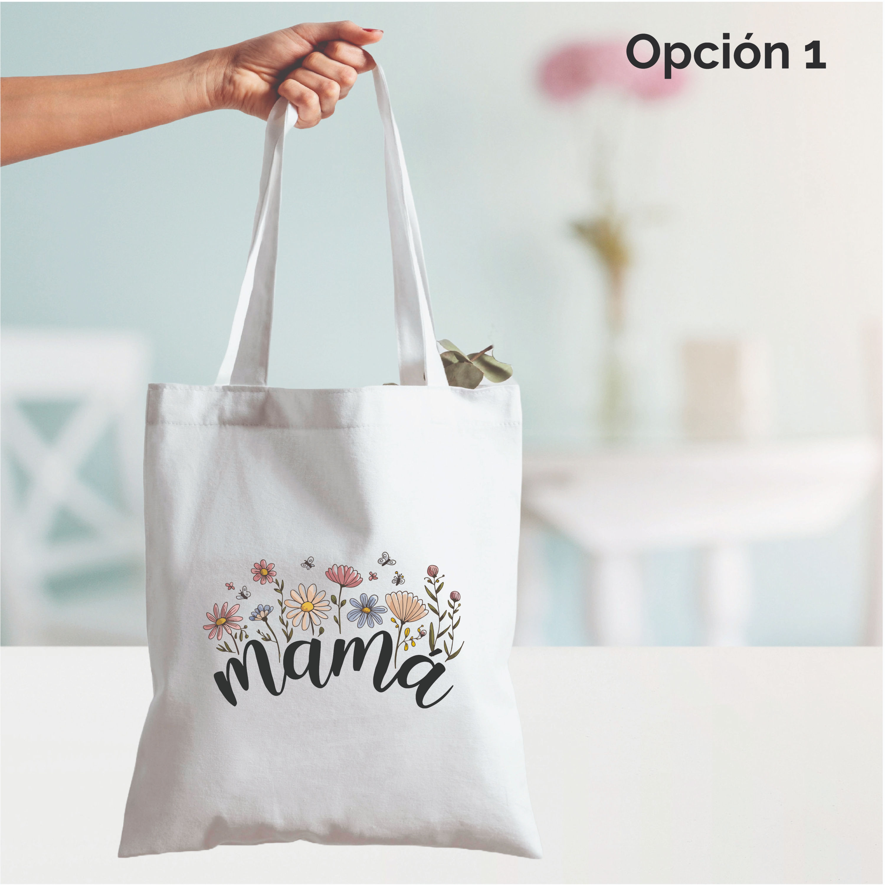 Bolsa totebag blanca personalizada | Día de la Madre