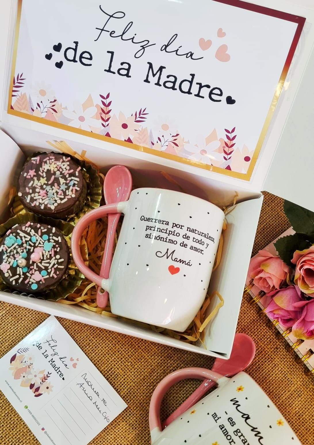 Cajita tazón con alfajores día de la madre