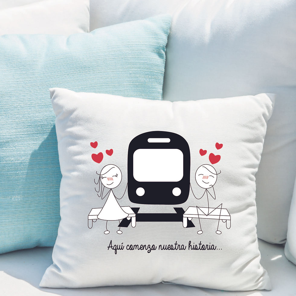 Miniatura: Cojín Personalizado para Parejas con Caricatura  – Regalo Romántico