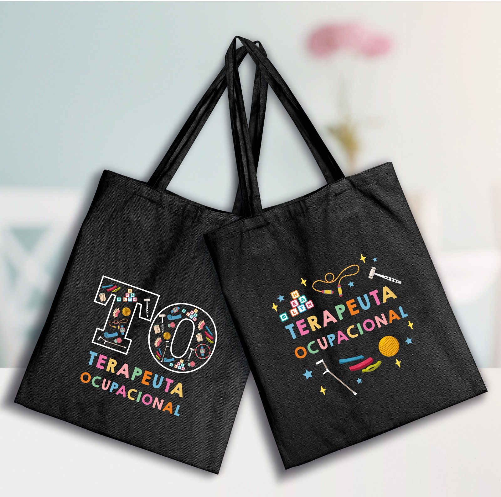 Bolsa totebag de bistrech negra Día del Terapeuta Ocupacional