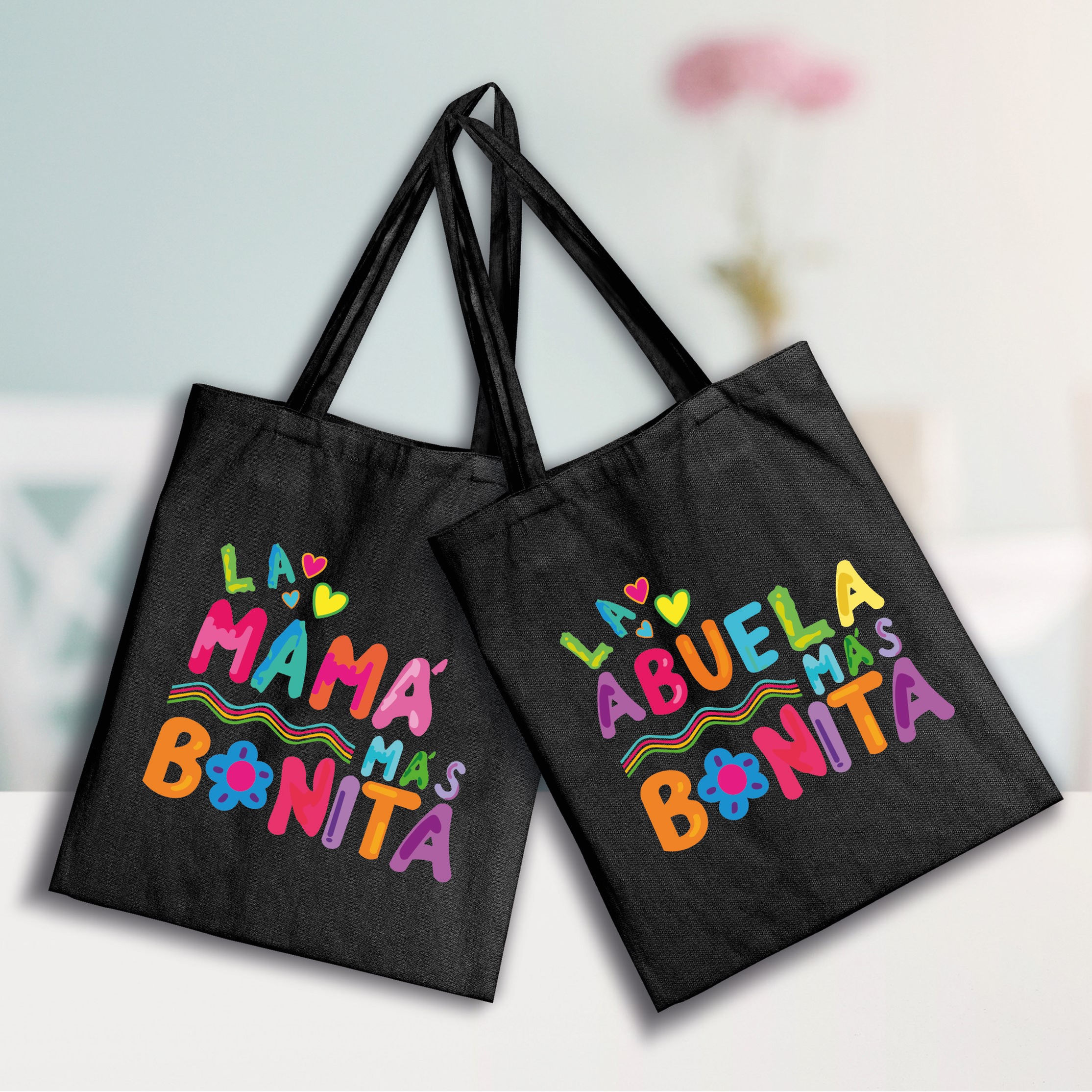 Bolsa totebag negra Día de la Madre