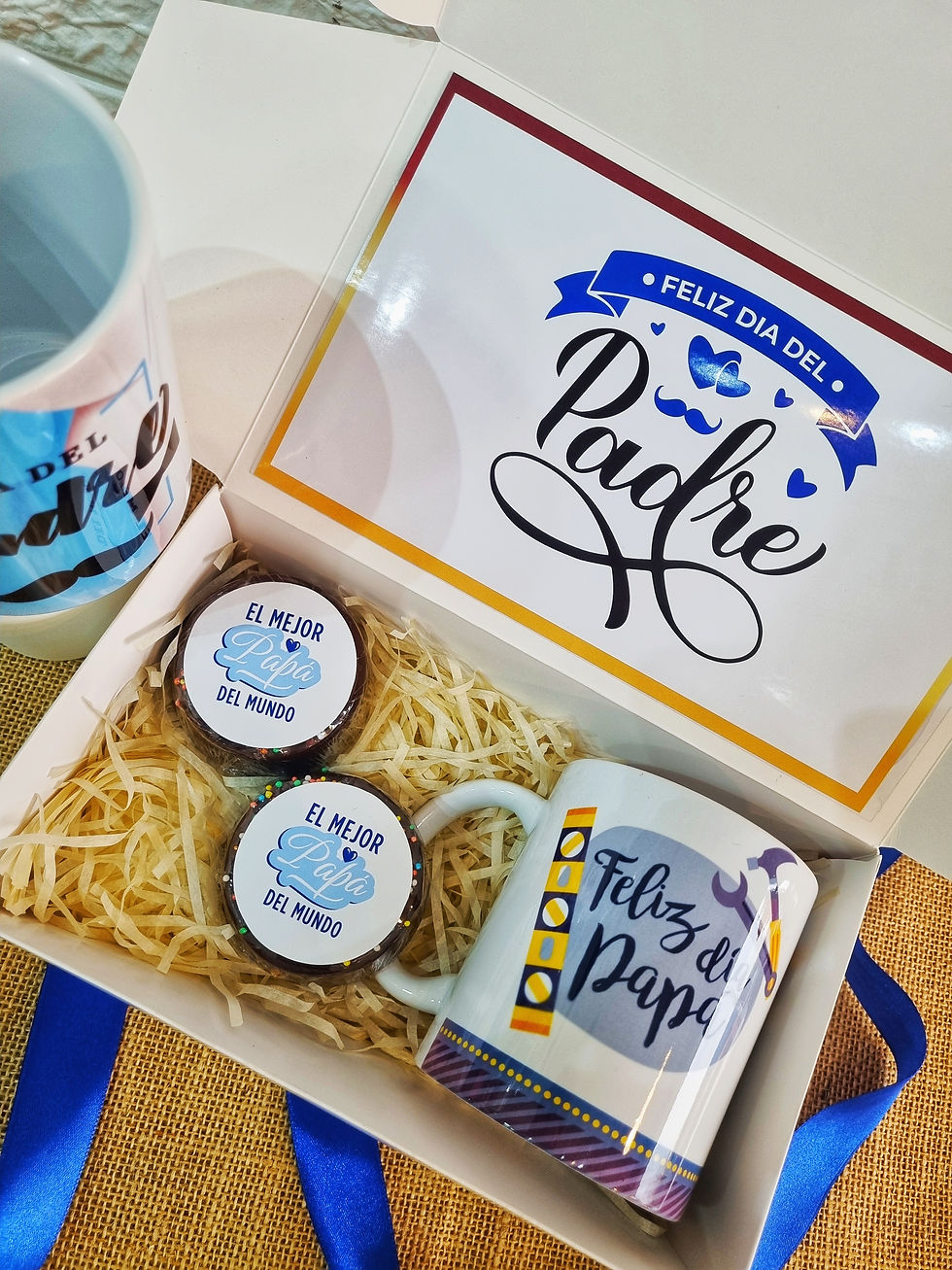 Miniatura: Caja con alfajores y tazón día del Padre