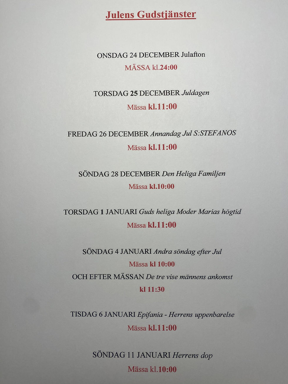 Julens Gudstjänster